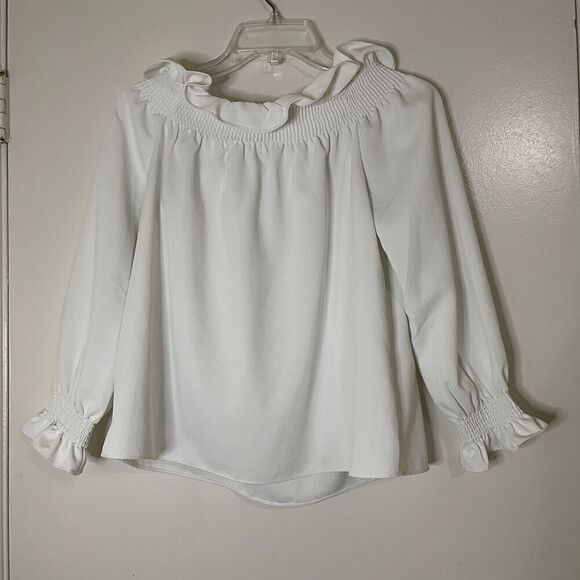 TUCKERNUCK White Off the Shoulder Marguerite Blouse Long sleeve top size XS - Picture 6 of 6